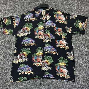 Island Collection Shirt Men Large Hawaiian Button Up Short Sleeve Collared L